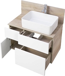 Акватон Мебель для ванной Мишель 80 дуб эндгрейн/белый – фотография-4