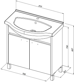 Aquanet Тумба под раковину Донна 80 белый дуб/белая – фотография-8