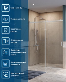 BelBagno Душевая дверь в нишу Soft Close-2 SOFT_CLOSE-2-BF-1-160-C-Cr 160x200 профиль хром стекло прозрачное – фотография-11