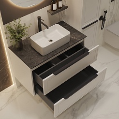 Зов Тумба под раковину Севилья 100 подвесная матовая белая/столешница куритиба – фотография-8