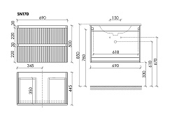 Sancos Тумба с раковиной Snob T 70 bianco раковина Element 71 CN7007MB – фотография-8
