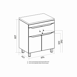 Mixline Тумба под раковину Лайн 70 1 ящик белая – фотография-3