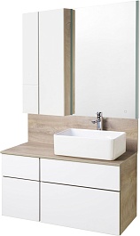 Акватон Мебель для ванной Мишель 100 дуб эндгрейн/белый – фотография-1