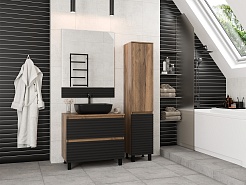 Brevita Тумба под раковину Dakota 80 дуб галифакс олово/черный кварц – фотография-6