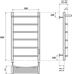 Point Полотенцесушитель электрический Афина П6 500x800 PN04858PW белый – фотография-4