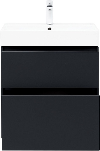Aquanet Мебель для ванной Бруклин 60 подвесная черная матовая – фотография-18