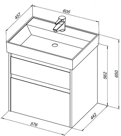 Aquanet Мебель для ванной Nova Lite 60 подвесная дуб крафт – картинка-13