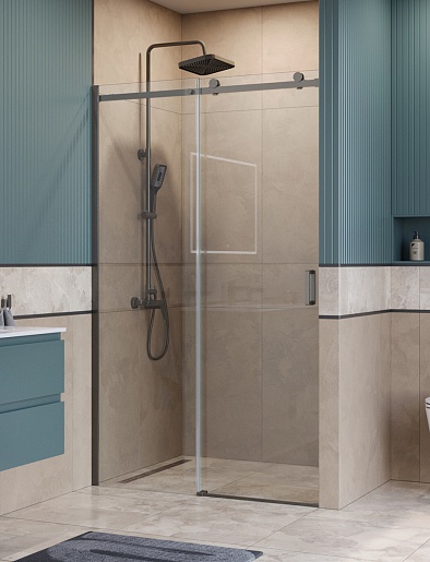 BelBagno Душевая дверь в нишу Soft Close-2 SOFT_CLOSE-2-BF-1-120-C-GM 120x200 профиль оружейная сталь стекло прозрачное – фотография-2