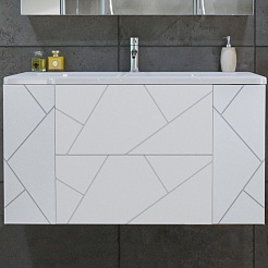 Бриклаер Тумба с раковиной Кристалл 100 белая – фотография-1