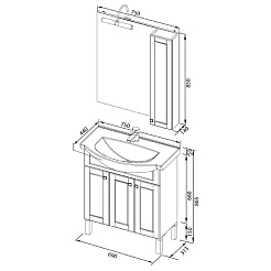 Aquanet Мебель для ванной "Честер 75" черный/золото – фотография-4