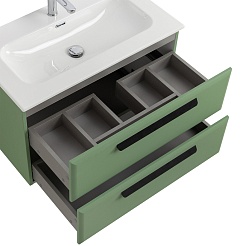 Cezares Тумба с раковиной Eco Cer-N 80 фисташковый софт CZR-8073-80 ручки матовые чёрные – фотография-3