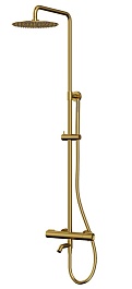 Paini Система душевая Cox 78PJ687THSSD250F1B с термоcтатом, поворотный излив, брашированное золото PVD – фотография-1