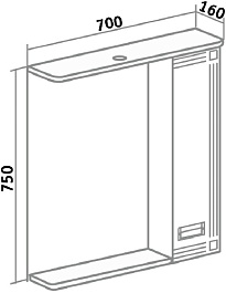 Runo Зеркальный шкаф Карат 70 R белый – фотография-6