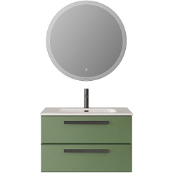 Cezares Тумба с раковиной Eco Cer-N 80 фисташковый софт CZR-8095-80 ручки матовые чёрные – фотография-4