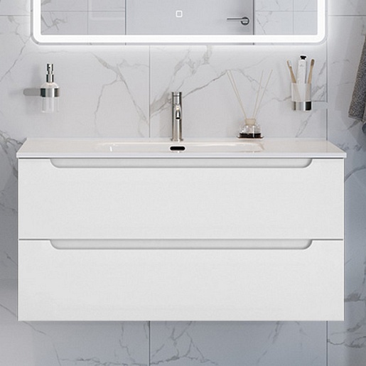 BelBagno Тумба под раковину Etna 100 подвесная белая матовая – фотография-2