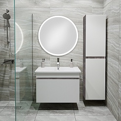 Runo Мебель для ванной Модена 75 подвесная белая/железный камень с зеркалом Руан 77 – фотография-2