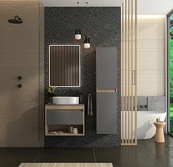 Teymi Тумба с раковиной Ritta 65 дуб эврика/графит матовый подвесная T60524 раковина T50606 – фотография-2