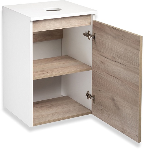 Runo Тумба с раковиной Бари 40 R Uno подвесная дуб крафт/белая – фотография-6