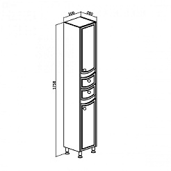 Runo Пенал для ванной Аликанте 30 R белый/дуб скандинавский – фотография-3