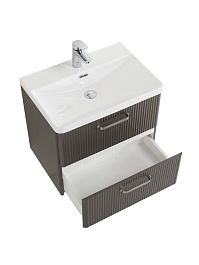 BelBagno Тумба с раковиной Due 60 подвесная Оружейная сталь ручки Матовый атласный никель – фотография-6