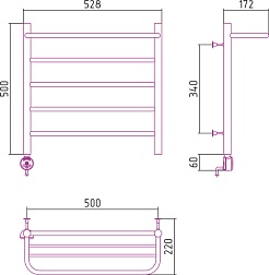 Стилье Полотенцесушитель электрический Формат 20 ТЛ 500х500 – фотография-2