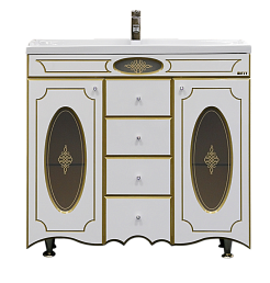 Misty Мебель для ванной Монако 100 белая патина – фотография-5