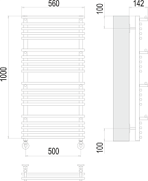 Terminus Полотенцесушитель водяной Вента люкс П20 500x1000 с полкой хром – фотография-3