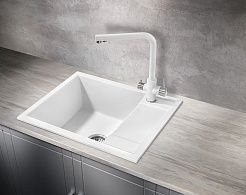 Milacio Мойка кухонная Navarra 60 Cuarzo белая – фотография-7