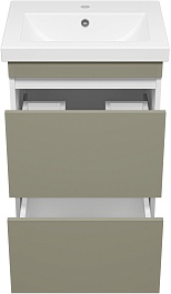 Misty Тумба с раковиной Майна 50 2 ящика хаки/белая – фотография-4