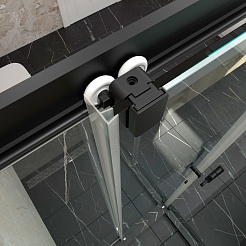 Triton Душевой уголок Фикс-Блэк 120х80 стекло прозрачное профиль черный матовый – фотография-11