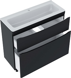 Vivon Тумба с раковиной Ostin 90 напольная черная матовая – фотография-8