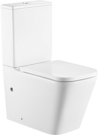 Azario Унитаз-компакт Terra AZ-6003-A безободковый с бачком с сиденьем микролифт белый – фотография-1