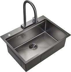 Milacio Мойка кухонная Denia 68 Steel со смесителем вороненая сталь – фотография-2