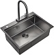 Milacio Мойка кухонная Denia 68 Steel со смесителем вороненая сталь – фотография-7