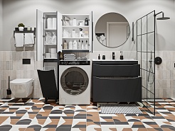 Vivon Шкаф-пенал Ostin 30L с бельевой корзиной черный матовый – фотография-7