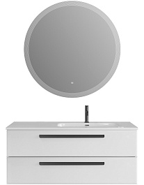 BelBagno Мебель для ванной Eco Cer-N 120 R bianco lucido ручки чёрные – фотография-1