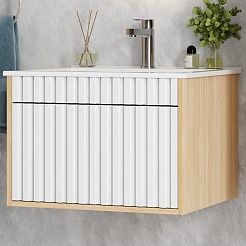 Onika Тумба с раковиной Дайлер 60 подвесная белая/дуб сонома – фотография-2