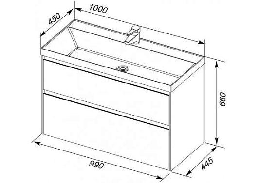 Aquanet Тумба с раковиной Гласс 100 – фотография-12