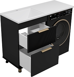 Brevita Тумба c раковиной Enfida 120 L под стиральную машину черная – фотография-4
