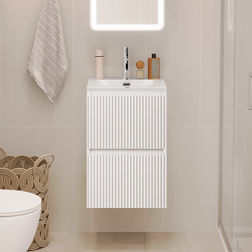 BelBagno Тумба с раковиной Uno mini 40 подвесная Bianco Opaco с раковиной BB-8099-3-40 – картинка-15