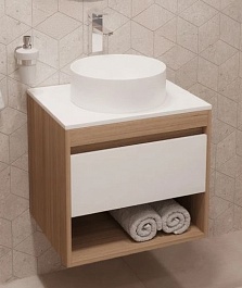 Teymi Тумба с раковиной Ritta 65 дуб эврика/белый матовый T60520 раковина T50105 – фотография-1