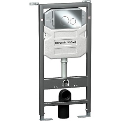 Ceramicanova Подвесной унитаз Balearica Rimless с шумоизоляционной панелью CN1000 с системой инсталляции Envision кнопка Round хром матовый – фотография-2