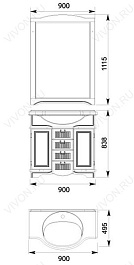 Aquanet Зеркало для ванной "Луис 90" белое – фотография-3