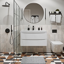 Vivon Тумба с раковиной Ostin 90 подвесная белая матовая – фотография-10