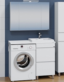 СанТа Мебель для ванной под стиральную машину Марс 110 R 2 ящика белая – фотография-1