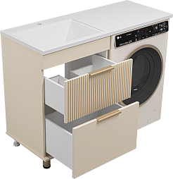 Brevita Тумба под раковину Enfida 60 под стиральную машину бежевая – фотография-4