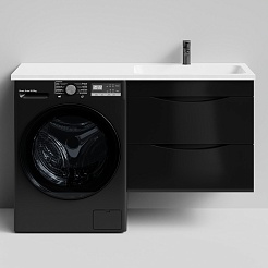 Водолей Тумба под раковину над стиральной машиной Смайл 68 R подвесная черная – фотография-1