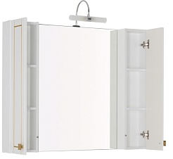 Aquanet Зеркальный шкаф "Честер 105" белый/золото – фотография-2