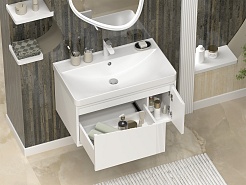 Brevita Тумба под раковину Cascade 80 подвесная белая – фотография-8