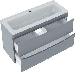Vivon Тумба с раковиной Ostin 90 подвесная серая матовая – фотография-7